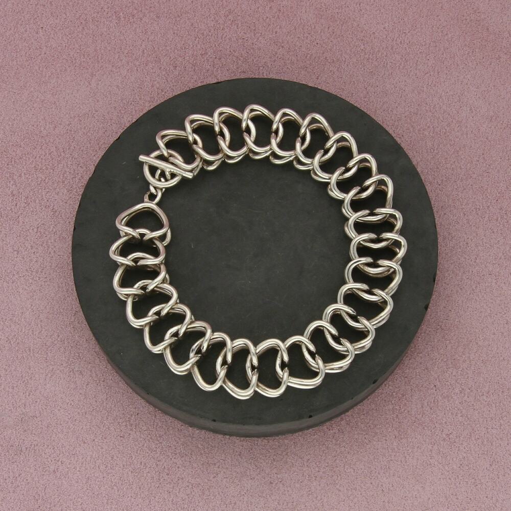 sterling silver 15mm unique link chain toggle bracelet size 7in